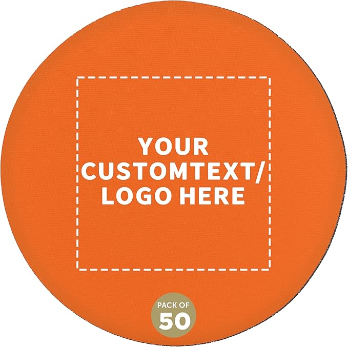 50 Round Foam Bud Coasters Pack, 4 inch - Customizable Text, Logo - PU Foam, Party Favor - Neon Orange