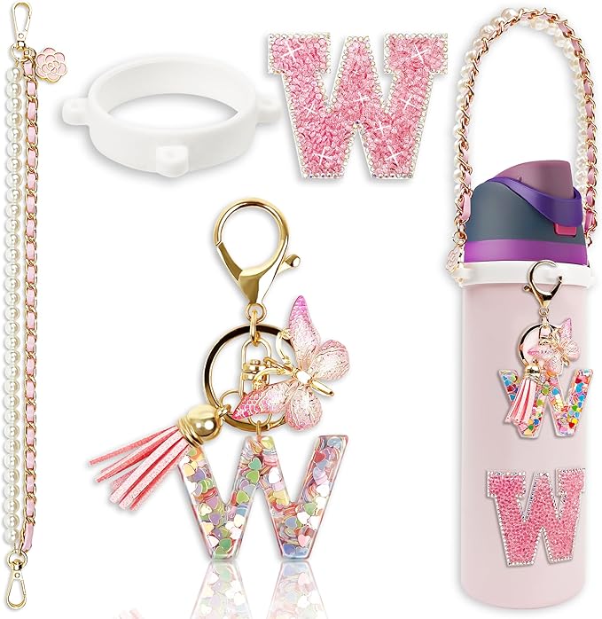 Letter Handle Strap Accessories with Cute Initial Charm Compatible with Owala Water Bottle 24oz 32oz 40oz Owala Kids