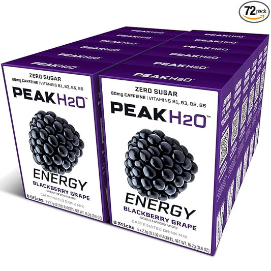 PeakH20 Electrolytes Powder Hydration Packets | Blackberry | 72 Servings | Sugar Free Water Flavor Packets for Workout Recovery