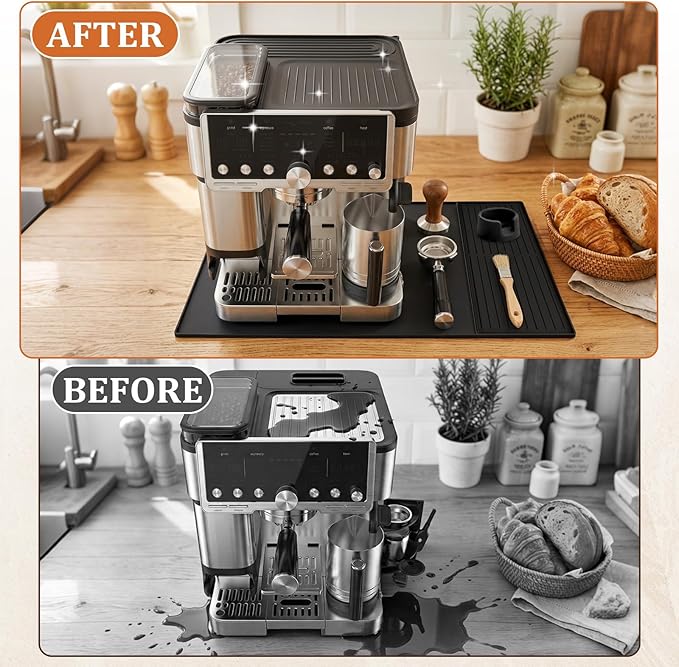 Silicone Top Mat Set & Tamper Base for Ninja ES601/ES701, Luxe Cafe Pro Accessories, 3-in-1 Non-Slip Drip Tray with Removable Pad，Complete Espresso Station Set for Ninja luxe cafe accessories