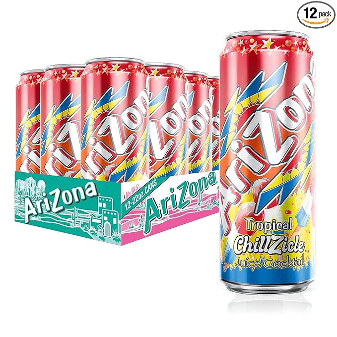 AriZona Tropical Chillzicle, Fruit Juice Drink - Big Can, 22 Fl Oz (Pack of 12)