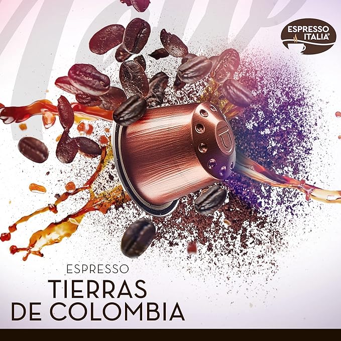 ESPRESSO ITALIA 100 Aluminum Capsules Compatible with Nespresso Original Lines Machines - TIERRAS DE COLOMBIA BLEND, Italian Espresso Coffee Pods