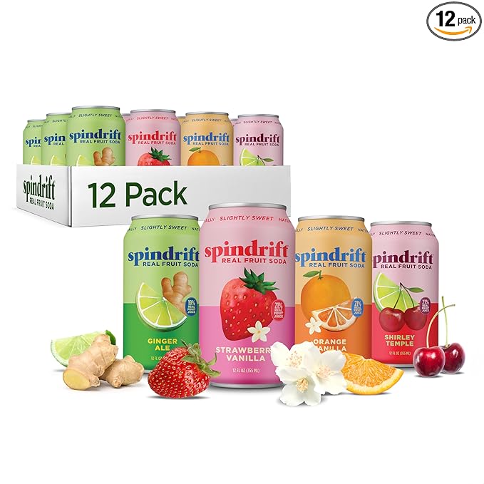 Spindrift Soda Variety Pack with Real Squeezed Fruit 12 Pack Case