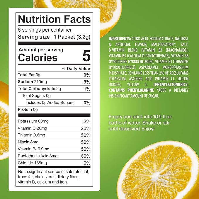 PeakH20 Electrolytes Powder Hydration Packets | Lemon Lime | 72 Servings | Sugar Free Water Flavor Packets for Workout Recovery