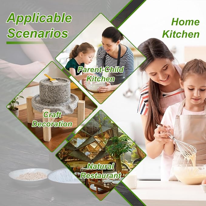 Stone Grain Mill w/Solid Wood Base Stone Grain Mill Grinder for Home - Handmade Traditional Countertop Mill Disc Grainer Mill Hand Crank Food Natural Disk Grinder for flour Spiced Barley Soy Tortillas