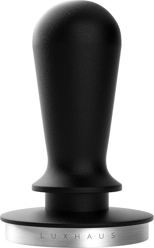 LuxHaus Calibrated Level Tamper for Espresso Machine with Spring Loaded 100% Flat Stainless Steel Base (53mm)