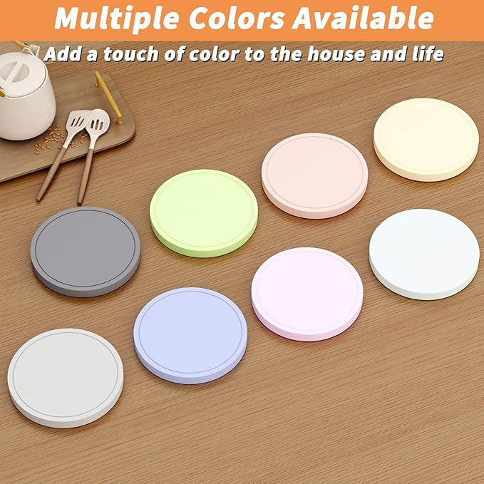 Azhou 6Pcs Super Absorbent Diatomaceous Earth Coasters Set with Holder - Quick-Dry 4 Inch Grey Coasters for Drinks, Heavy Duty Stone Coaster with Velvet Base, Scratch-Proof Home Decor for Coffee Bar