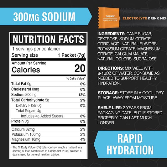 Fluid Tactical - Electrolyte Powder Packets, Accelerate Re-Hydration, Low Sugar, Electrolyte Drink Mix, Prevent Dehydration, Eliminate Cramps