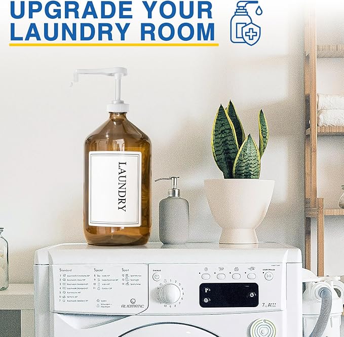 6Pcs Gallon Jug Pump Dispenser, 38-400 Leak Proof Pump for Gallon Jug - Lotion Shampoo Pump Cap Included, Fits 1 Gallon Bottle 64oz 128oz Shampoo Laundry Detergent Containers