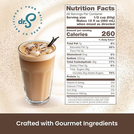 Dr. Smoothie Café Essentials Vanilla Chai – No Artificial Colors, Flavors, or Sweeteners – Shelf Stable – 58mg of Caffeine per Serving – Great for Hot, Iced, & Frozen Frappes (3.5 lb Bag, 26 Servings)