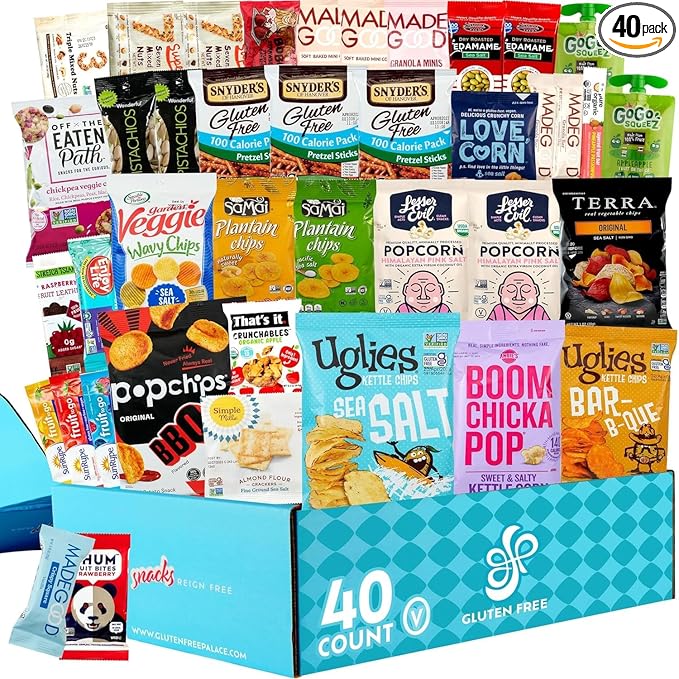 Gluten Free Palace Variety Snacks Gift Basket – Gluten Free, Dairy Free & Vegan Healthy Christmas Snack Box for Adults – Holiday Gift Basket for Families, Friends, & Corporate Gifts for Christmas & New Year (40 Count)