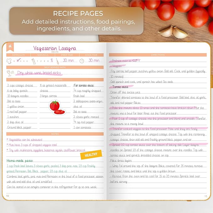 Clever Fox Recipe Book - Make Your Own Family Cookbook & Blank Recipe Notebook Organizer, Empty Cooking Journal to write in recipes, A5, stores 60 recipes, Amber Yellow