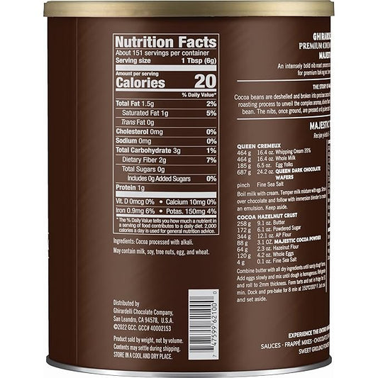 Ghirardelli Majestic Premium Cocoa Powder, 32 Ounce Can with Ghirardelli Stamped Barista Spoon