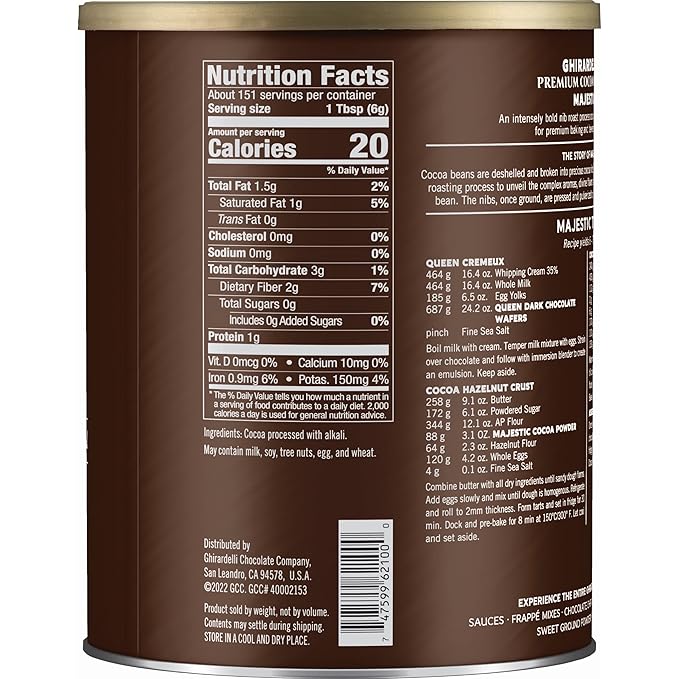 Ghirardelli Majestic Premium Cocoa Powder, 32 oz