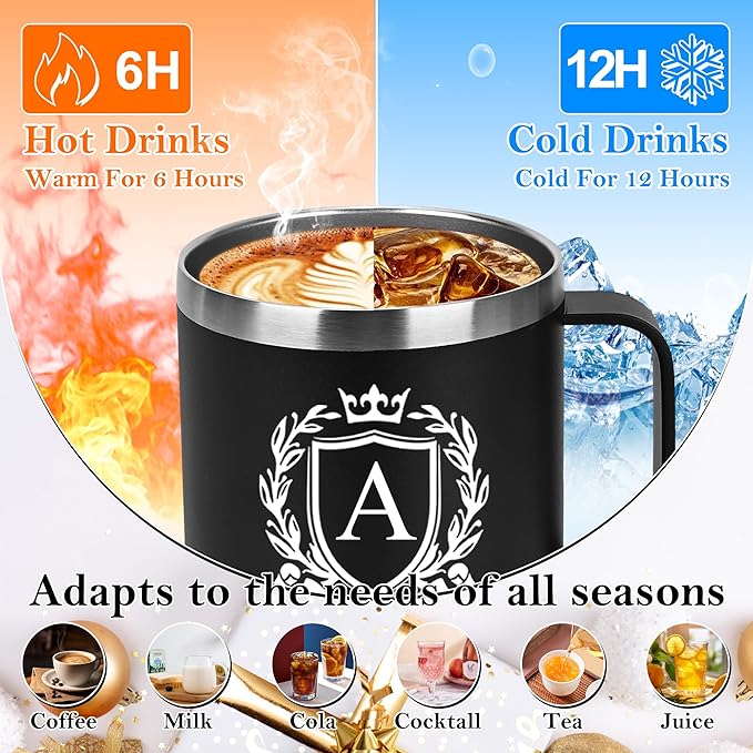MNZZ Personalized 14 Oz Insulated Coffee Mug Stainless Steel Leackproof Heavy Large Water Cup Taza Cafe Travel Accessories Camping Gear Road Trip Must Haves RV Backpacking Gadgets Hiking Stuff,B