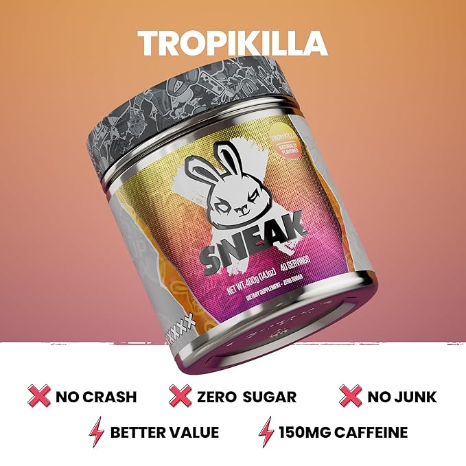 SNEAK Energy Drink Powder | Tropikilla | No Sugar. No Nasties. Just Natural Caffeine, Focus-Boosting Nootropics | 40 Servings