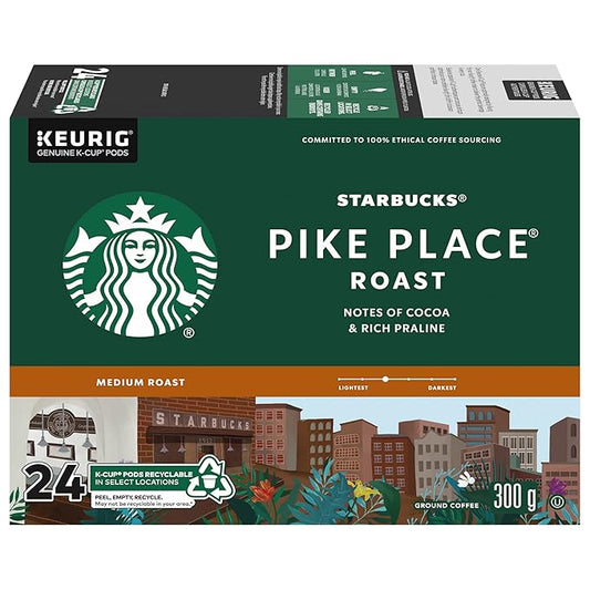 Starbucks® Single-Serve Coffee K-Cup®, Pike Place, Carton Of 24