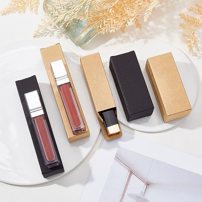 BENECREAT 40PCS Black Kraft Paper Lipstick Box Lip Balm Wrapping Box for Jewelry Gift Wrapping, Wedding, Birthday Party Favor, 5.5x1.2x1.2