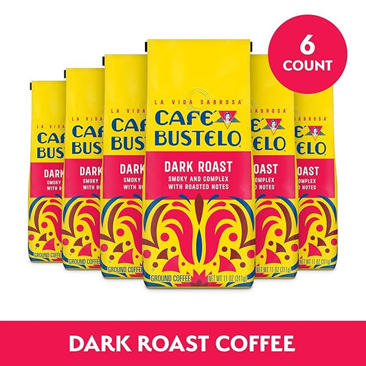 Café Bustelo Dark Roast Ground Coffee, 11-Oz. Bag (Pack of 6)
