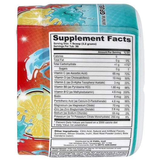 G Fuel Mango Lemonade Supreme Hydration, Electrolyte Powder Mix for Energy & Focus, Sugar and Caffeine Free Supplement with Essential Vitamins & Minerals, Mango Lemonade Flavor, 3.4 oz - 30 Servings