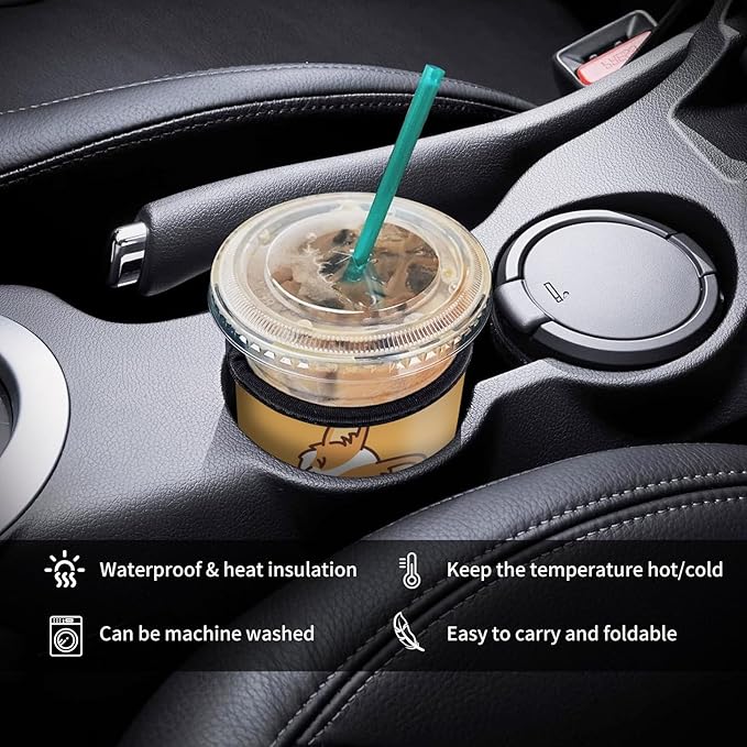 3 Pack Reusable Neoprene Insulator Sleeve for Iced Coffee Cups, Funny Coffee Cup Sleeves for 16-32oz Coffee cups, Cute Drink Sleeve for Cold Hot Beverages Cute Yellow Corige