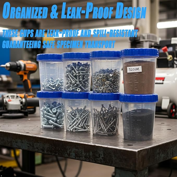 100PCS Specimen Cups with Lids - 4oz Multi-functional Storage Jars for Sample Cups and Sample Collection Kit, Used to Store Paint, Parts, Small Tools (100pcs)
