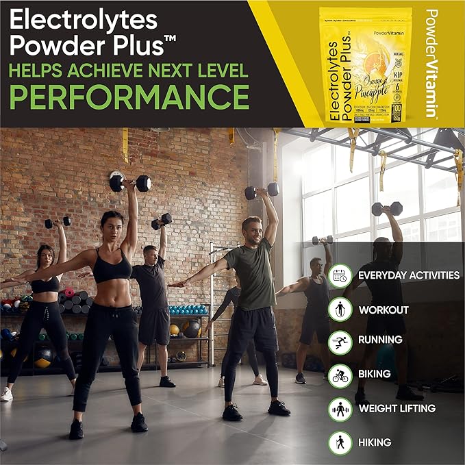 PowderVitamin Electrolytes Powder Plus (100 Servings) Orange Pineapple Electrolyte Powder Zero Calorie, Keto, 0 Sugar, No Maltodextrin,1000mg Potassium,120mg Calcium,120mg Magnesium, Hydration Powder