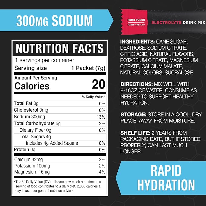Fluid Tactical - 25 Count Electrolyte Powder | Fruit Punch | Travel Ready Drink Mix | Extreme Re-Hydration