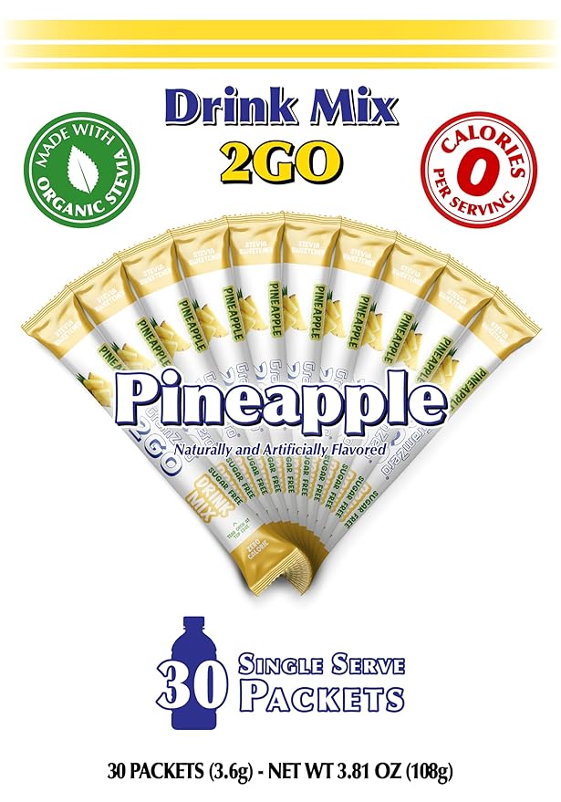 GramZero 2GO Sticks - Pineapple, Zero Calorie Sugar Free Drink Mix, Stevia Sweetened, Great For Nutrition Club Loaded Tea To Go Kits