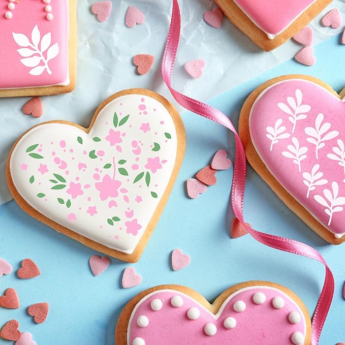 Keluna Cookie Stencils for Royal Icing - Rose Floral Stencils for Cookies Decor Dessert Buttercream Cake Baking Template