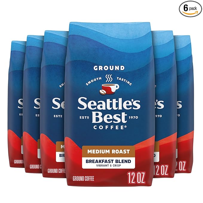 Seattle's Best Coffee Breakfast Blend Medium Roast Ground Coffee | 12 Ounce (Pack of 6)