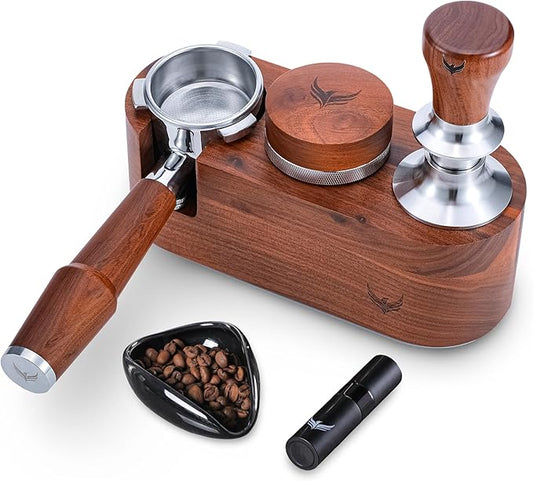 KNODOS 54mm Breville Espresso Accessories Kit – Naked Portafilter, Calibrated Self Leveling Tamper, Distributor Tool, Tamping Station, Dosing Cup and RDT Sprayer Set