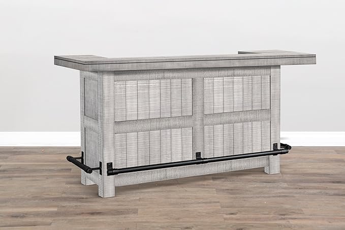 80 - Inch Alpine Bar Cabinet, 3-Tier Home Bar Cabinet (Alpine Grey Finish)