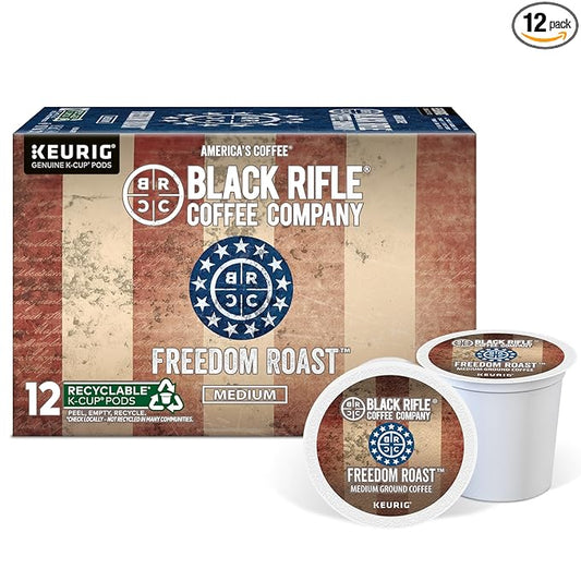 Black Rifle Coffee Company Freedom Blend, 12 Count, Medium Roast K Cups - Single Serve K Cups Coffee Pods - Kcup Pods Compatible with Keurig 1.0 & 2.0 - Made from Arabica Beans