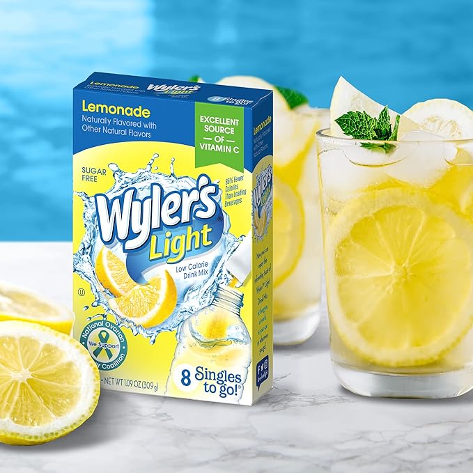 Wyler's Light Singles Water Drink Mix To Go Powder Packets, Lemonade, 8 Count
