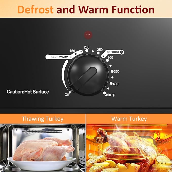 Sunvivi Electric Roaster,20 Quart Roasting Oven with Self-Basting Lid Removable Pan,Turkey Roaster Oven with 150 to 450F Temperature Control Cool-Touch Handles,Black