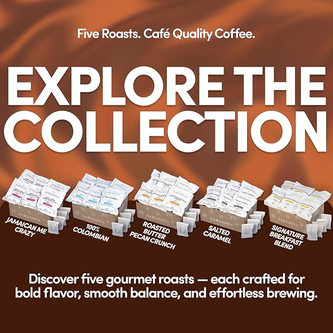 Ground Flavored Coffee In Filter Packs | Medium Roast Low Acid Mold Free Pouches | Sampler Packets | Salted Caramel Gourmet Powder Bags for 10-12 Cup Drip Maker | Highest Rated Individual Premeasured Coffee