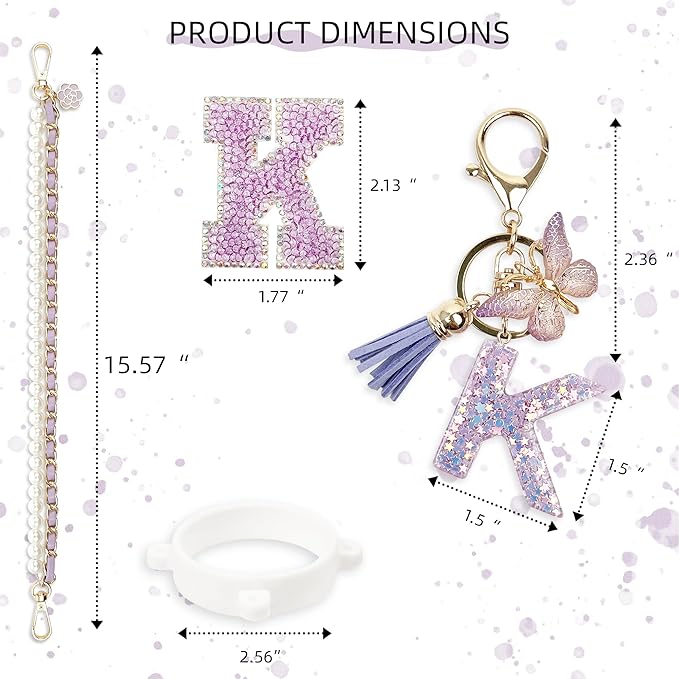 Letter Handle Strap Accessories with Cute Initial Charm Compatible with Owala Water Bottle 24oz 32oz 40oz Owala Kids