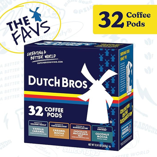 Dutch Bros® Flavored Coffee Variety Pack, 32 Count, Medium Roast, Single Serve Coffee Pods for Keurig K-Cup Brewers