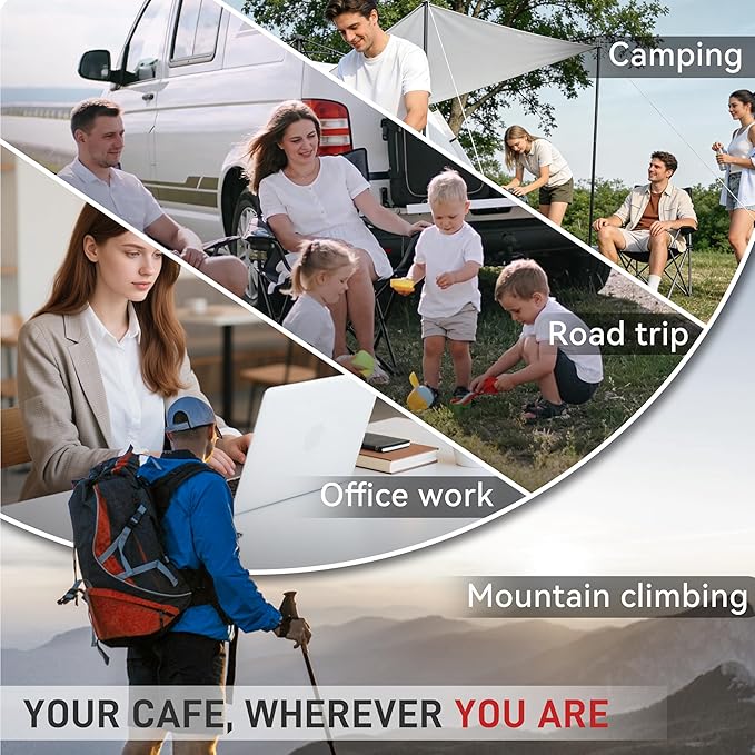 Portable Electric Espresso Machine, Coffee Espresso Maker for Travel with USB-C, Battery Powered 1800mAh, for Ground Coffee & NS Capsule, for Office,Gifts for Men, RV, Hiking