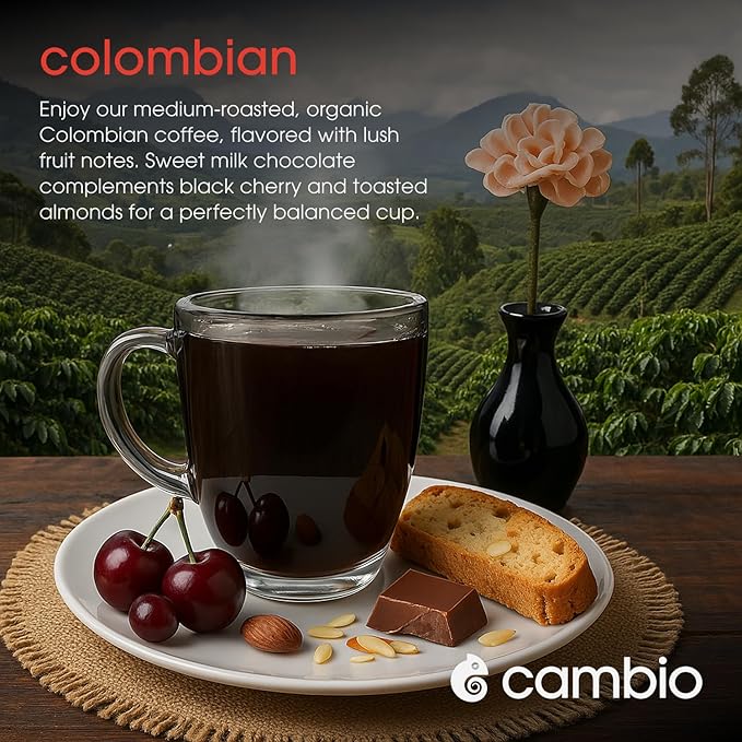 Cambio Roasters Organic Coffee Pods - Colombian Medium Roast, The Only Organic Recyclable Aluminum Coffee Pods, Small Batch Roasted, Keurig Compatible, Bold Flavor & Longer Lasting Freshness, 10 Count