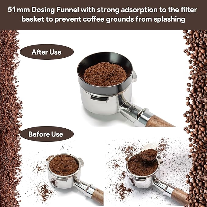 WDT Tool Espresso Accessories Kit: 6 Stainless Steel Needles Espresso Distribution Tool, Coffee Distributor, Espresso Distributor Stirrer | with Puck Screen, Dosing Funnel Fits 51mm Portafilters