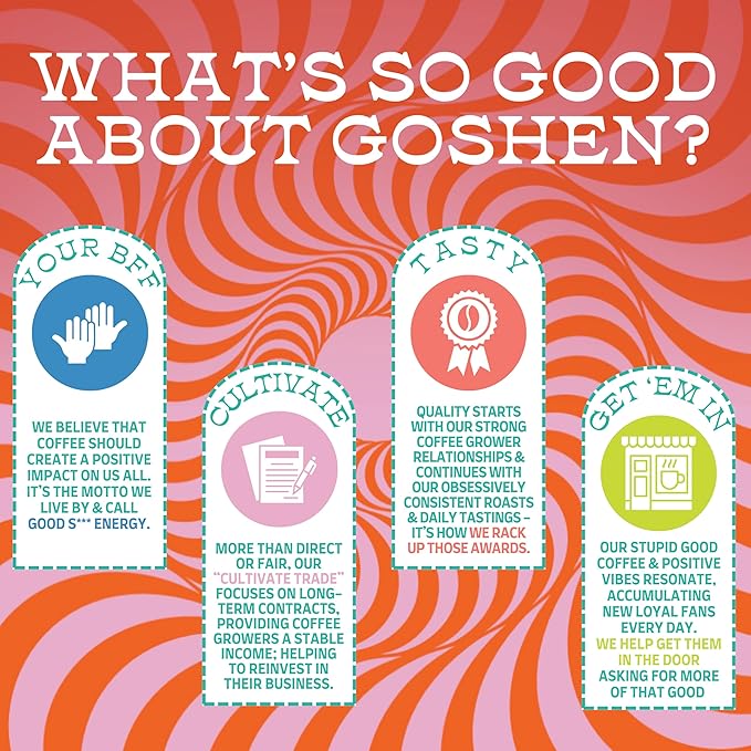 Goshen Coffee Roasters Ground Bright Eyed Breakfast Blend | Light Roast, Brewed or Espresso | Award-Winning - Natural and Washed | Vibrant, Almond, Brown Sugar Flavors | 2 Lb Bag