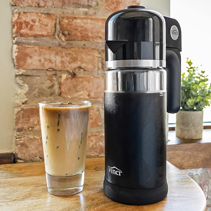VINCI Express Cold Brew, Electric Cold Brew Coffee Maker in 10 minutes, Glass Carafe, 3 Brew Strength Settings & Cleaning Cycle, Easy to Use & Clean, Cold Brewer for Iced Coffee, 1.4 L Dial Control