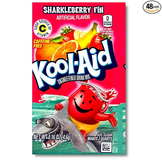 Sharkleberry Fin Kool Aid, Powdered Drink Mix, Package of 48