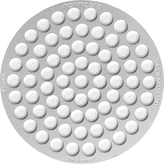 Normcore 51mm Puck Screen, 0.8mm Thickness, Lower Shower Screen, Reusable Metal Filter for 51mm Portafilter Basket, 316 Stainless Steel
