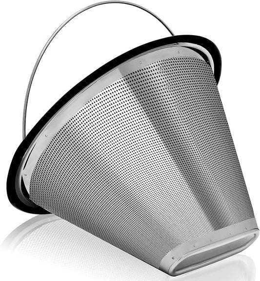 Upgraded Stainless Steel #4 Coffee Filter for Technivorm Moccamaster KBGV, KBT, Reusable #4 Coffee Filter, Durable Metal Mesh, for Richer, Fuller Coffee Flavour
