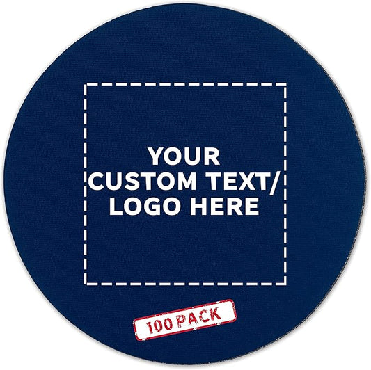 100 Round Foam Bud Coasters Pack, 4 inch - Customizable Text, Logo - PU Foam, Party Favor - Navy Blue