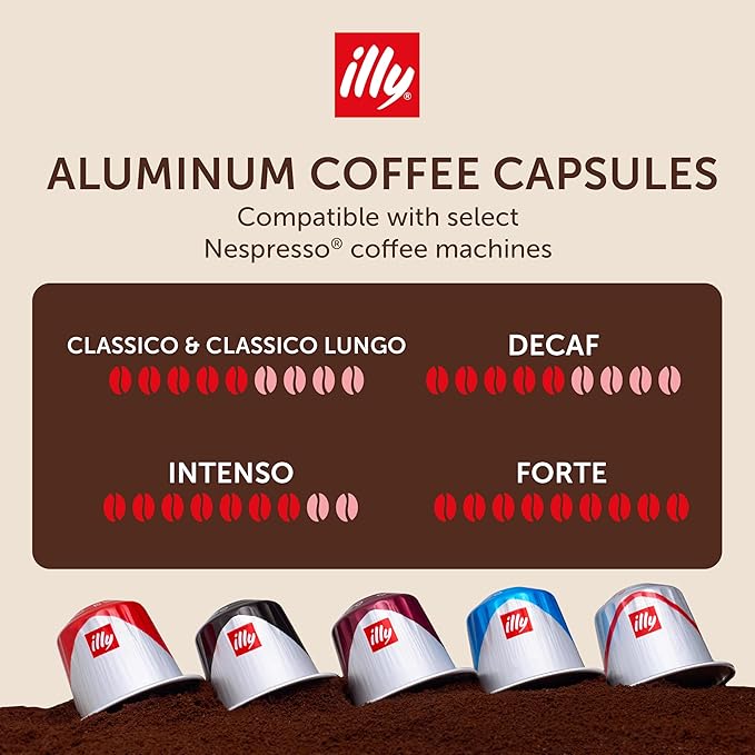 illy Espresso Compatible Capsules, Coffee Pods for Nespresso Original Line Machine, Classico, Forte, Intenso, Decaf, Lungo Roasts, 100% Arabica, Premium Italian Coffee, Single Serve, 10 Count, 10 Pack