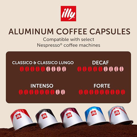 illy Espresso Compatible Capsules, Coffee Pods for Nespresso Original Line Machine, Classico, Forte, Intenso, Decaf, Lungo Roasts, 100% Arabica, Premium Italian Coffee, Single Serve, 10 Count, 20 Pack